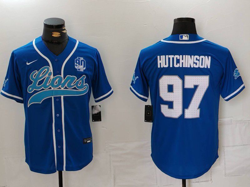 Men Detroit Lions #97 Hutchinson Blue Second generation joint name 2024 Nike Limited NFL Jersey style 8154->detroit lions->NFL Jersey
